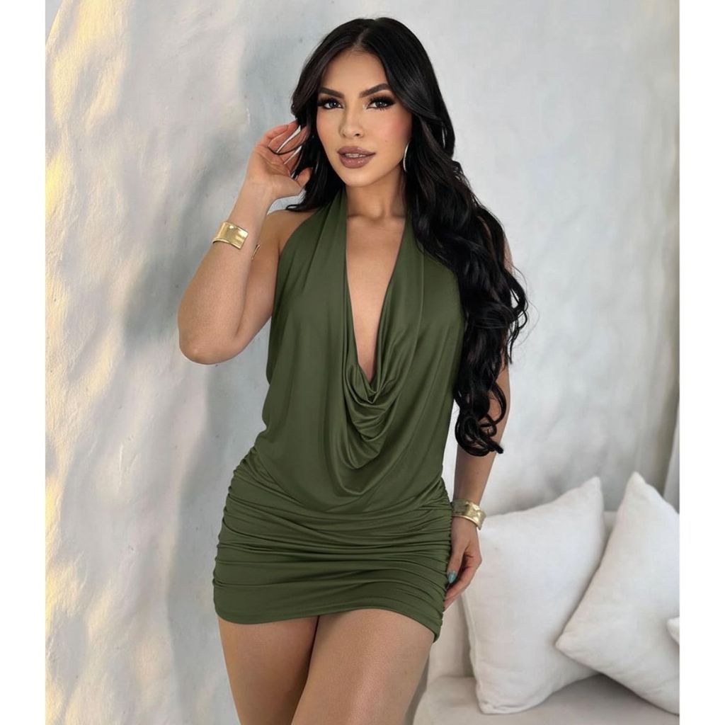 Vestido Feminino Gola Boba Frente Única Curto Verão Justo Sexy Saída de Praia cod. 014