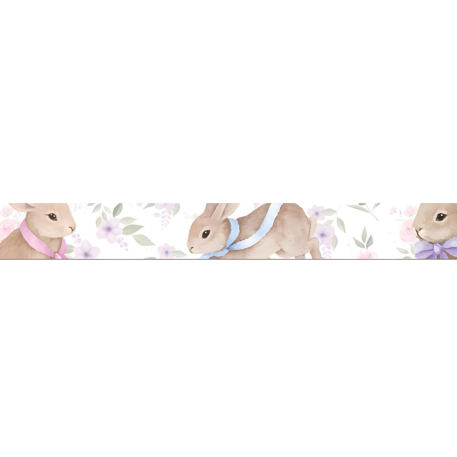Fita de Cetim 22mm x 10m - Coelhos com Laços Lavanda - ECF005TR Cor 232 - Rolo 10m - 1 unidade - Fitas Progresso - Rizzo