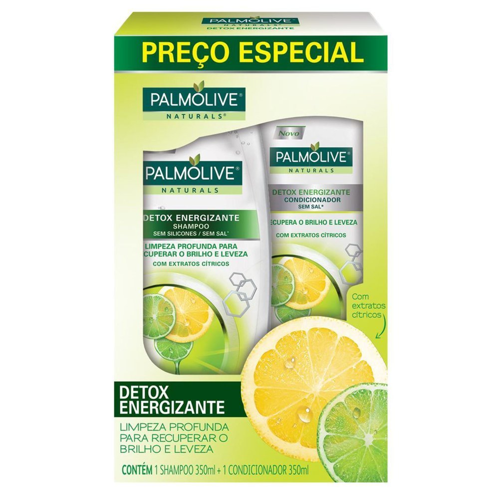 Kit Shampoo e Condicionador Palmolive Naturals Detox Energizante com Kera Ceramide Serum 350ml cada