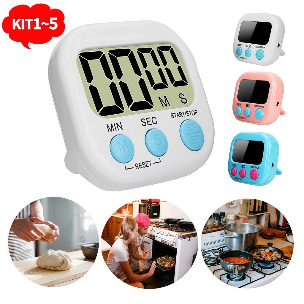 Timer Digital Branco Com Alarme | Ideal para Cozinha, Estudo e Controle de Tempo