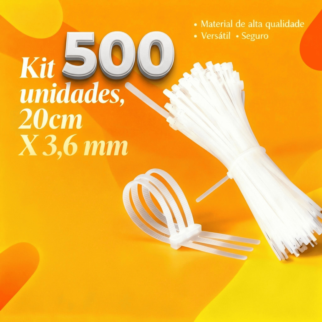 Kit 500 Abraçadeira 20cm x 3,6mm Plástica Branca Nylon Enforca Gato Presilha Lacre Fita Cinta em Oferta na Shopee