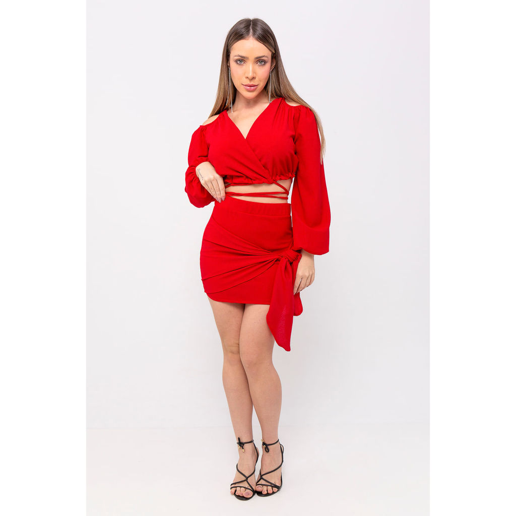 Saia Curta Malha Amarração Planet Girls Vinho em Oferta na Shopee