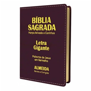 Bíblia Sagrada Letra Gigante - Luxo Vinho - C/ Harpa em Oferta na Shopee