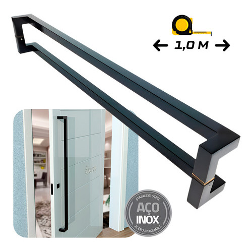 Puxador De Portas Deslocado Athenas 1 M Preto Fosco