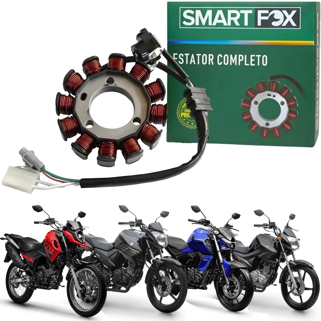 ESTATOR BOBINA MAGNETO PULSO COMPLETO SMARTFOX YBR FACTOR 125 150 FAZER 150 XTZ CROSSER 150 FZ15