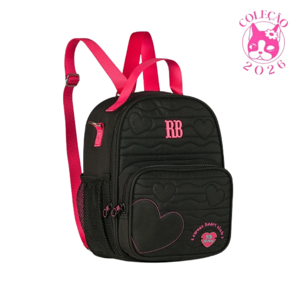 Lancheira Térmica 2 em 1 Rebecca Bonbon Heart Beats Cor:Preto em Oferta na Shopee