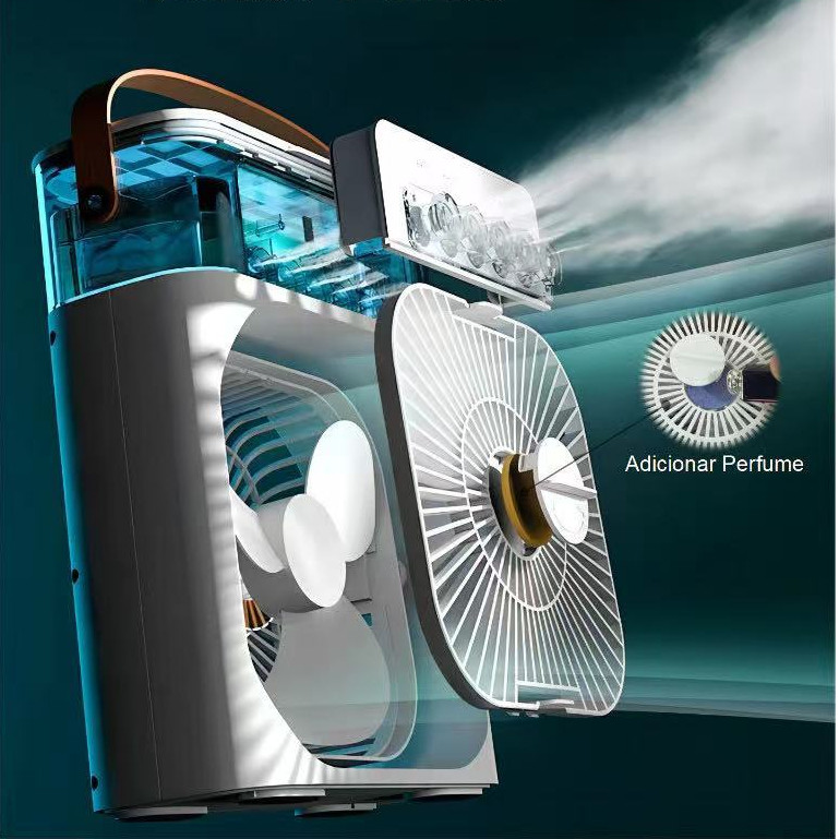 Mini Ar Condicionado Umidificador Ventilador Portátil USB Led Quarto Sala De Estar Escritório Mesa