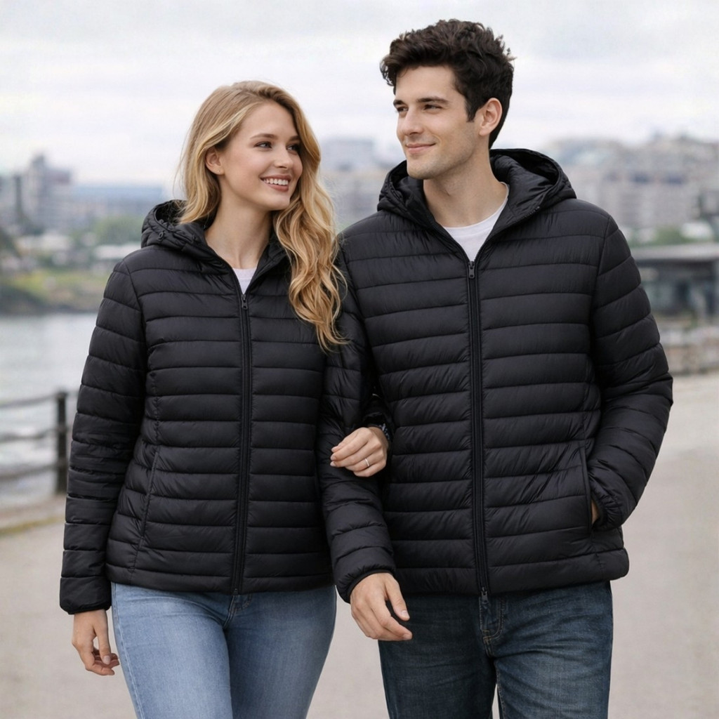 Jaqueta Puffer Peluciada Impermeável com Capuz Casaco de Frio Feminino Bobojaco Masculino