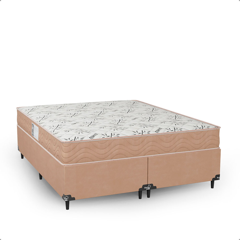 Cama Box Queen Bipartido + Colchão D33 One Face - Suede Bege