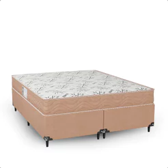 Cama Box Queen Bipartido + Colchão D33 One Face - Suede Bege