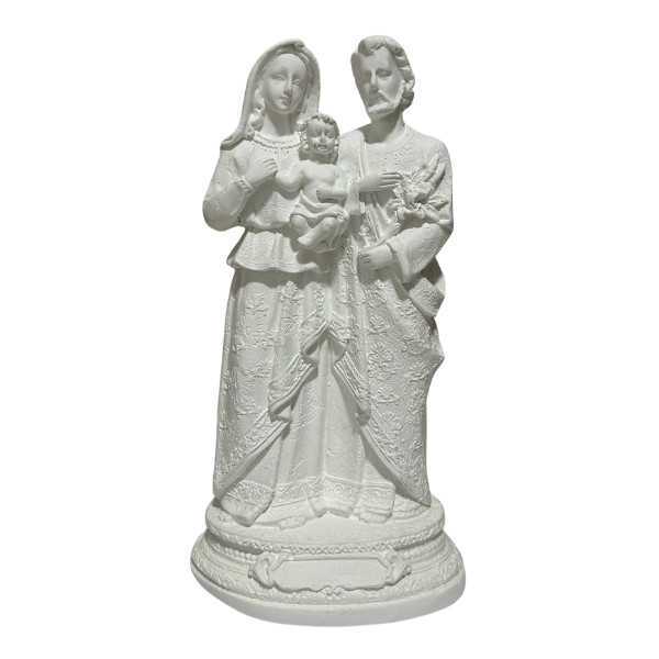 Sagrada Familia Bordada Gesso Cru 20cm Artesanal Para Pintar