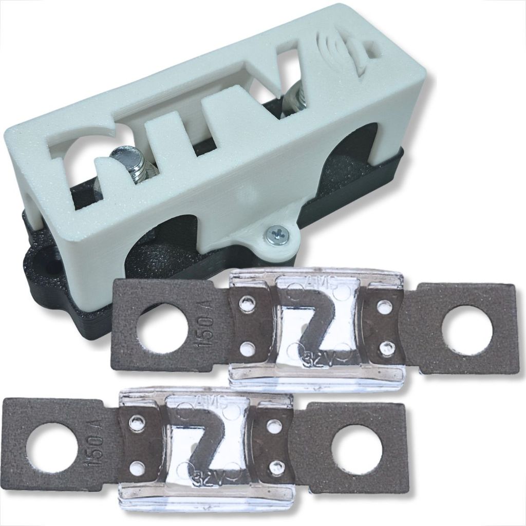 KIT PORTA FUSÍVEL MEGA 3 VIAS COM 2 FUSÍVEIS 150A PARA SOM AUTOMOTIVO BARRAMENTO
