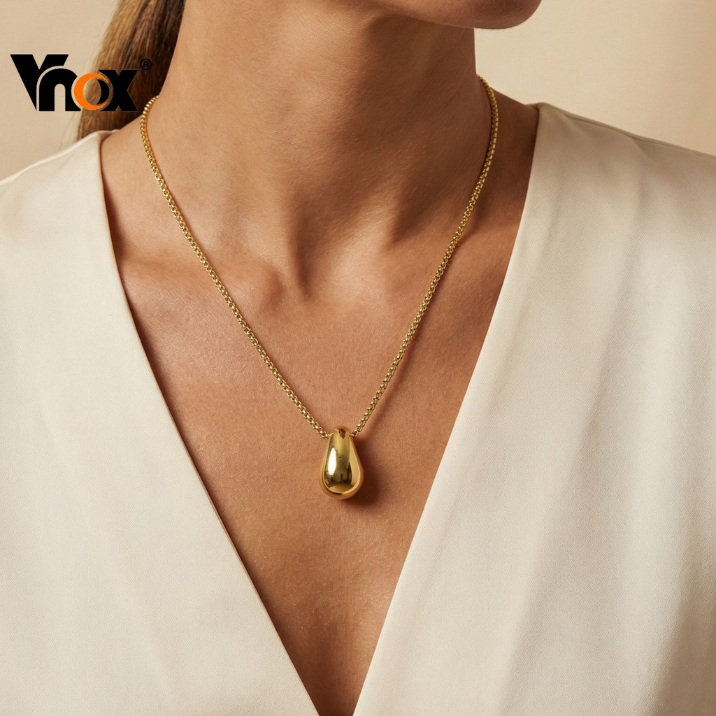 Colar De Gotas De Água De Aço Inoxidável Vnox Para Mulheres E Meninas, Acessórios De Moda Resistentes A Alergias De Our