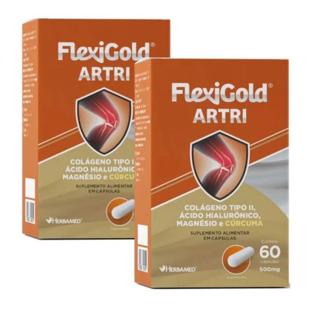 Kit 2 Flexigold Artri Herbamed Colágeno Tipo II 60 Cápsulas