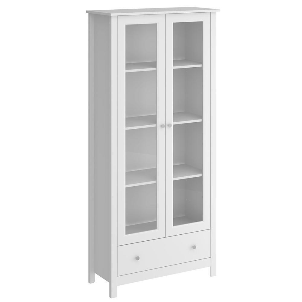 Cristaleira 2 Portas Vidro 1 Gaveta 180x80 Cm E954 Branco