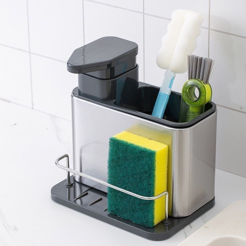 Porta Detergente Rack Armazenamento De Cozinha Organizador Dispensador De Sabão Aço Inox Para Pia em Oferta na Shopee