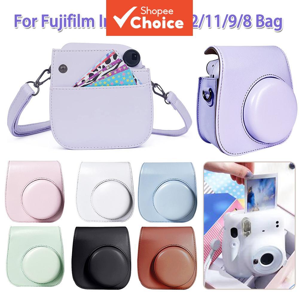 Capa De Câmera De Couro PU Para Fujifilm Instax Mini 12/11/9/8-Bolsa Protetora Retrô À Prova De Arranhões