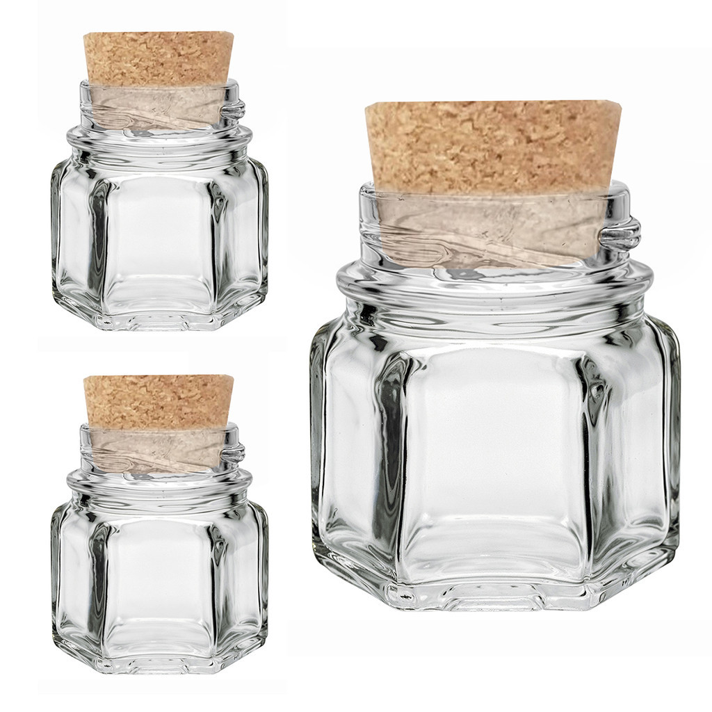 50 potes de Vidro 40ml mini geleia brigadeiro vela sextavado e rolha
