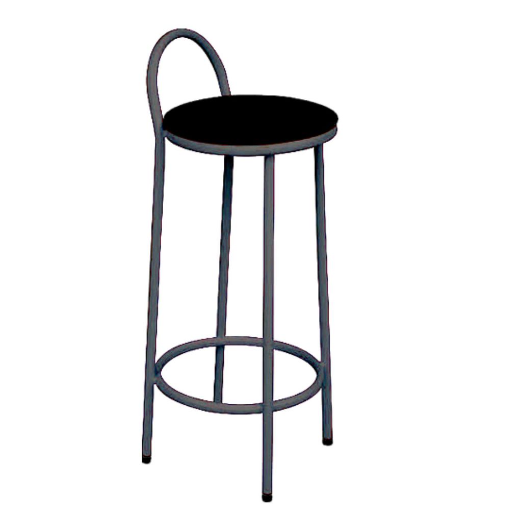 Banqueta Alta, Encosto Baixo (estofado preto)