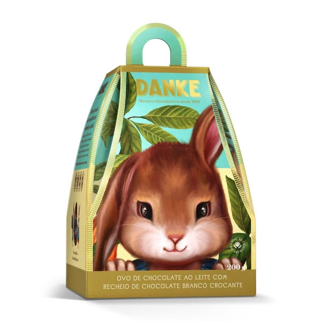 Ovo de Páscoa ao Leite Recheio Chocolate Branco Crocante Danke Caixa 200g em Oferta na Shopee