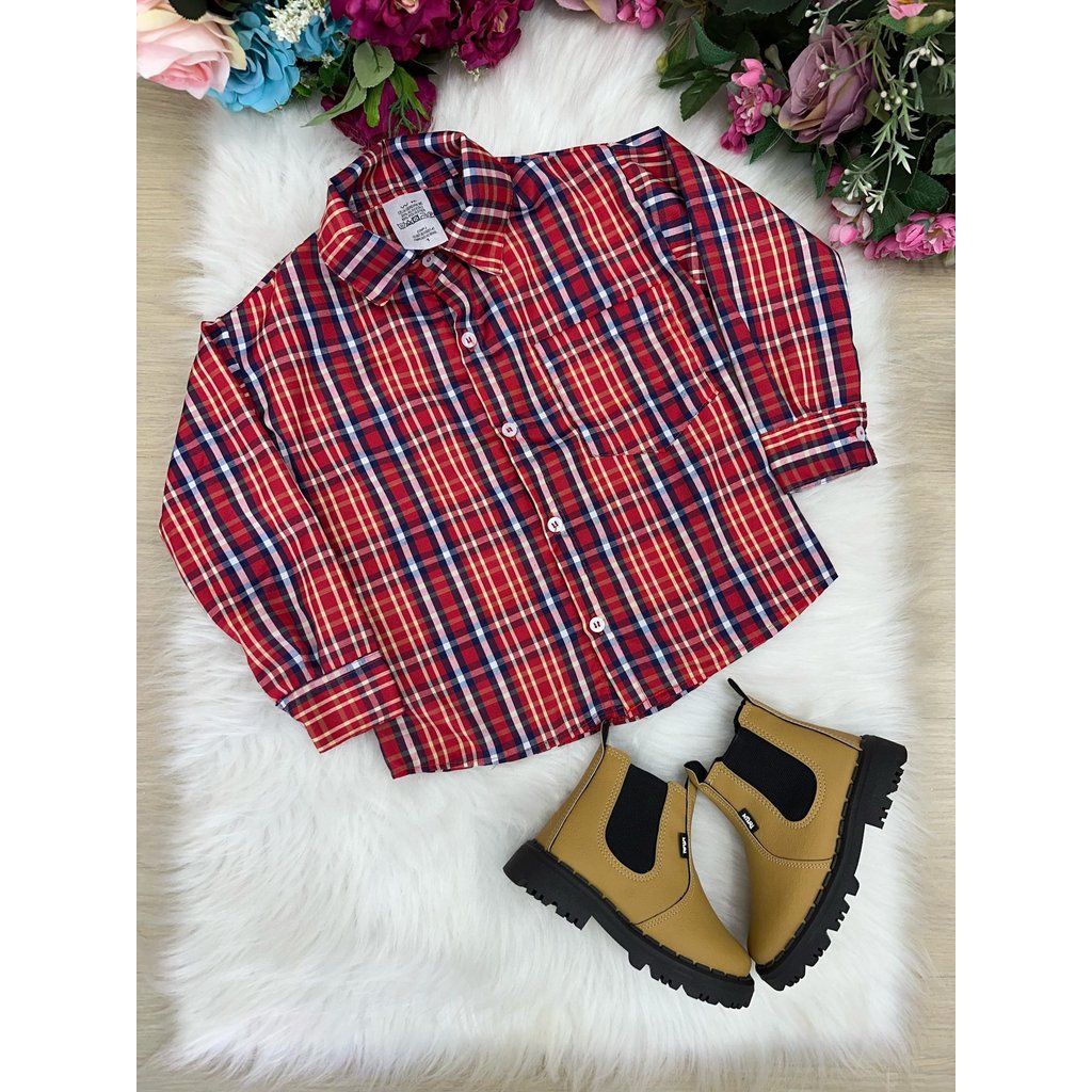 Camisa Xadrez Junina Moises Vermelho