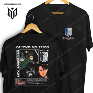 Camiseta Frente e Verso Levi Ackerman Attack on Titan Shingeki no Kyojin Camisa de Animes 100% Algodão em Oferta na Shopee