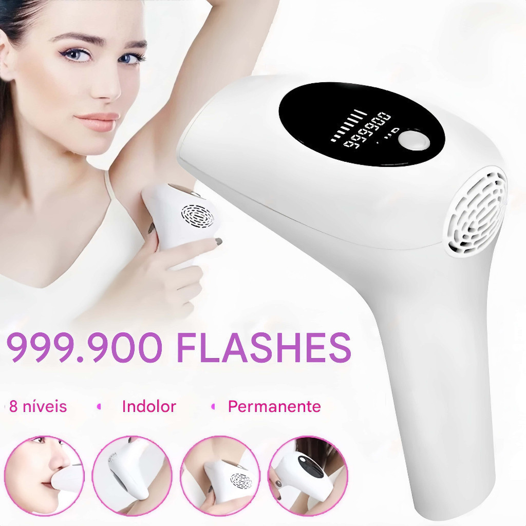 Depilador a Laser IPL Portátil 900.000 Pulsos - Remoção Indolor para Corpo e Rosto (Feminino e Masculino)