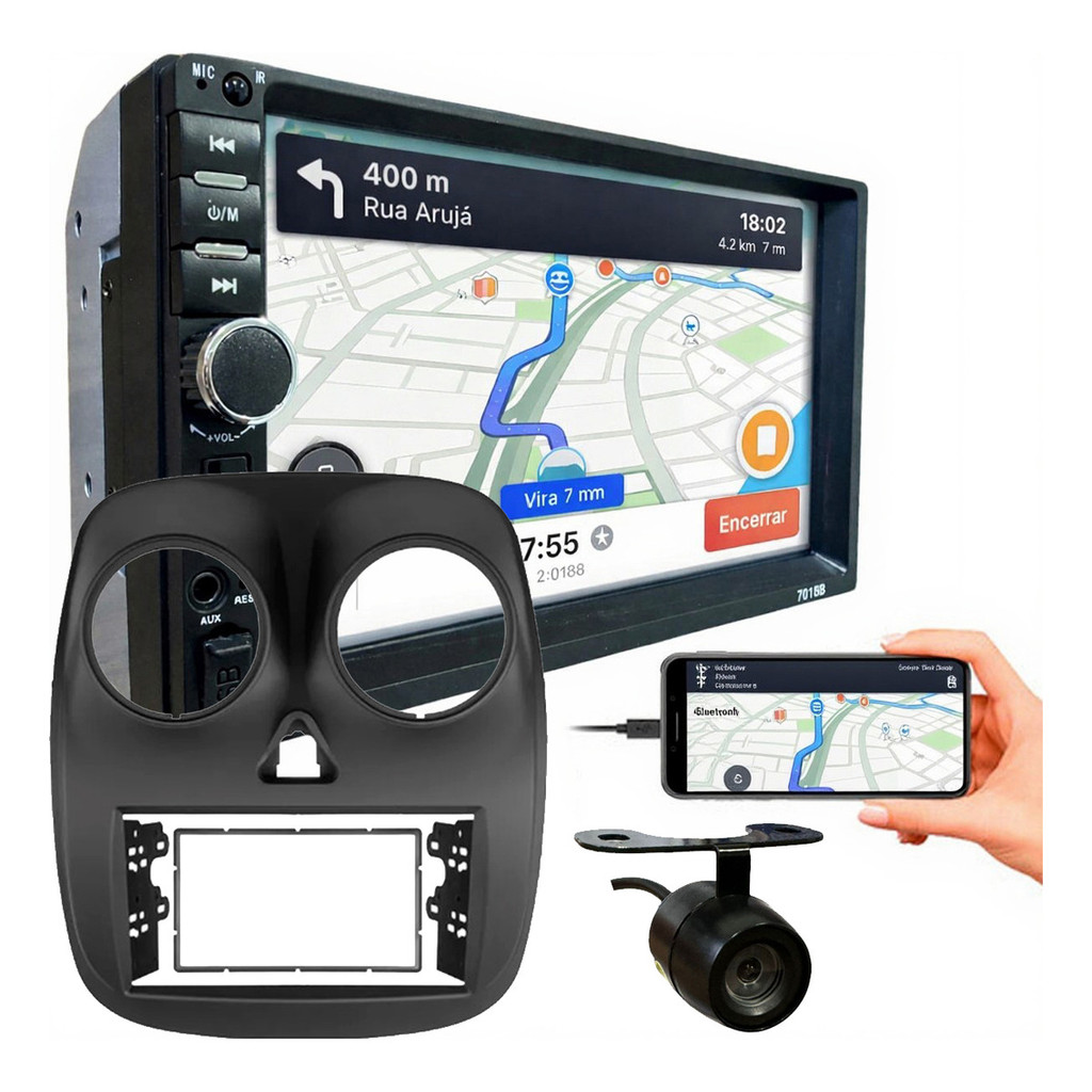 KIT CENTRAL MULTIMIDIA MP5 7 POL CÂMERA DE RÉ PALIO ATTRACTIVE 2012 A 2017 em Oferta na Shopee