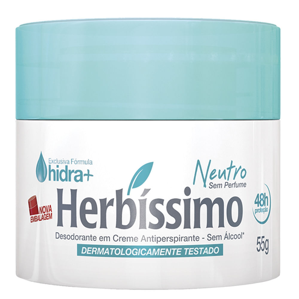 Desodorante Herbissimo Creme sem Perfume Neutro 55g em Oferta na Shopee