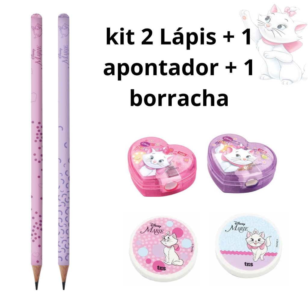 Kit Marie 2 Lápis + 1 Apontador + 1 Borracha - Tris