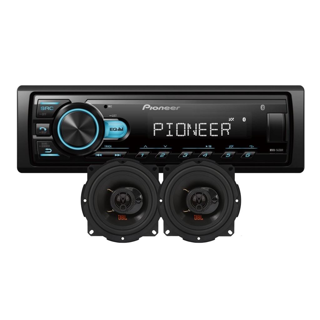 Radio Som Automotivo Pioneer Mvh 145br Bt + Par Alto Falante Jbl 5 pol Flex 5Trfx55