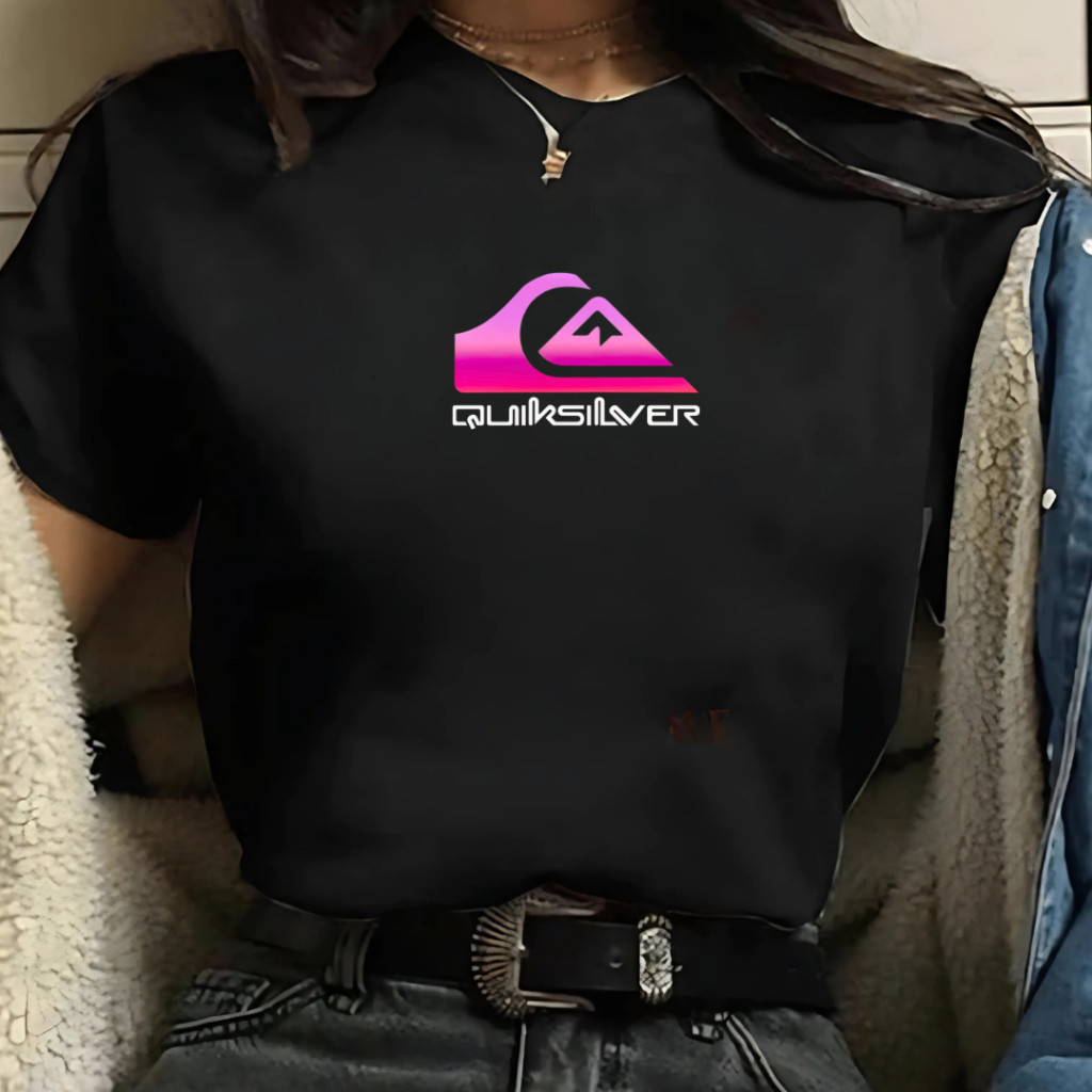 Camiseta Feminina Básica Quiksilver Rosa Degrade Camisa Blusa Manga Curta Verão