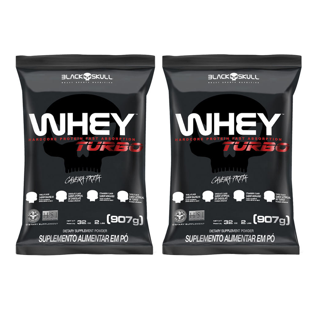 Kit 2x Whey Turbo - 907g - Black Skull em Oferta na Shopee