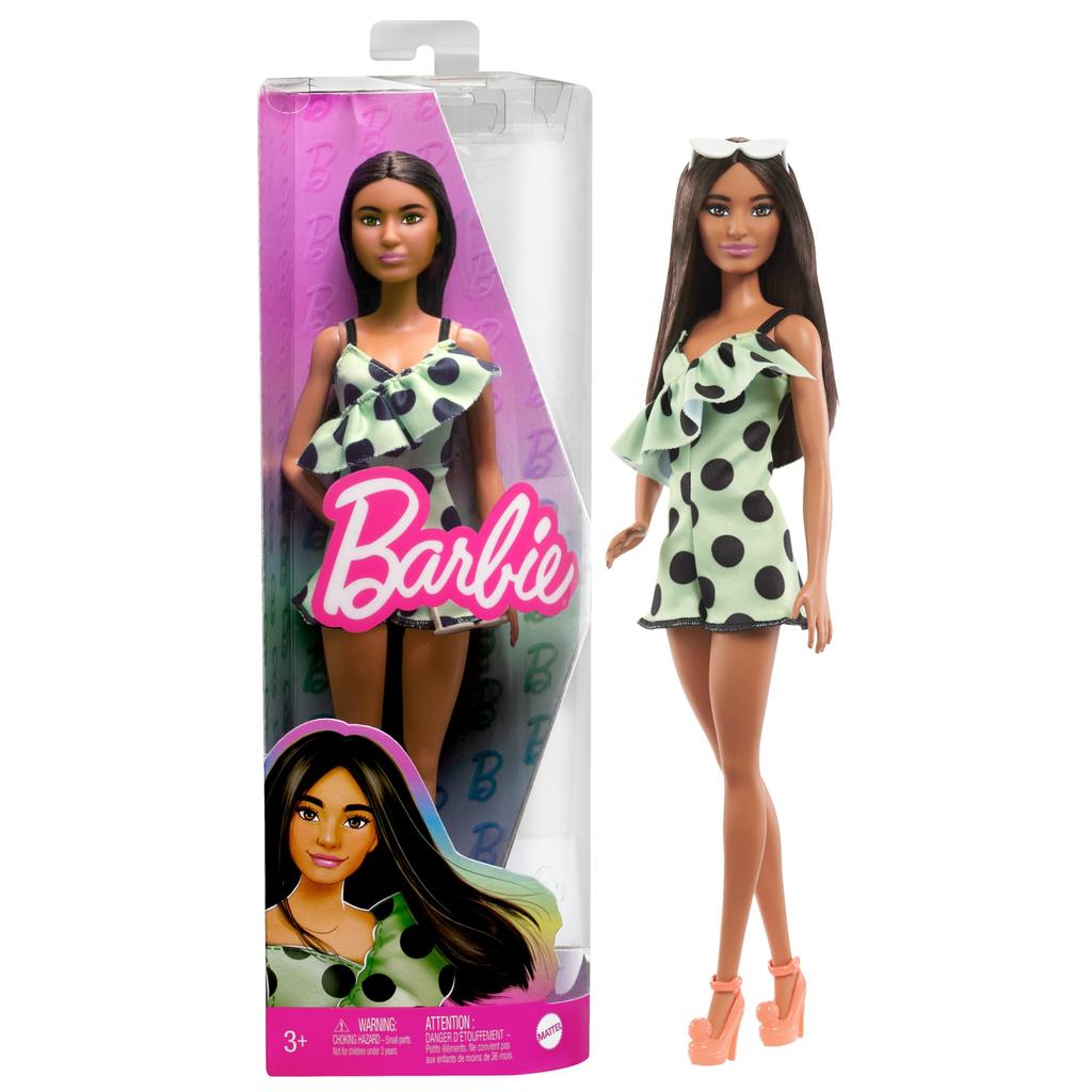 Boneca Barbie Fashionistas Morena Macacão de Bolinhas #200 - Mattel