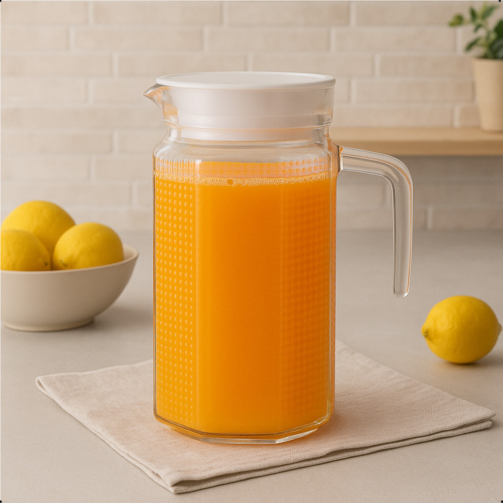 Jarra de Vidro com Tampa 1,1L 650ml Transparente Para Bebidas
