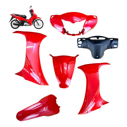 Jogo Peças Plastica Biz 125 2025 2026 Bico Frontal Aleta Vermelho 2025 Es Maceio