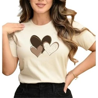 Camiseta Feminina Blusa 100% Algodão Fio 30.1 Linda Mulher Três Corações