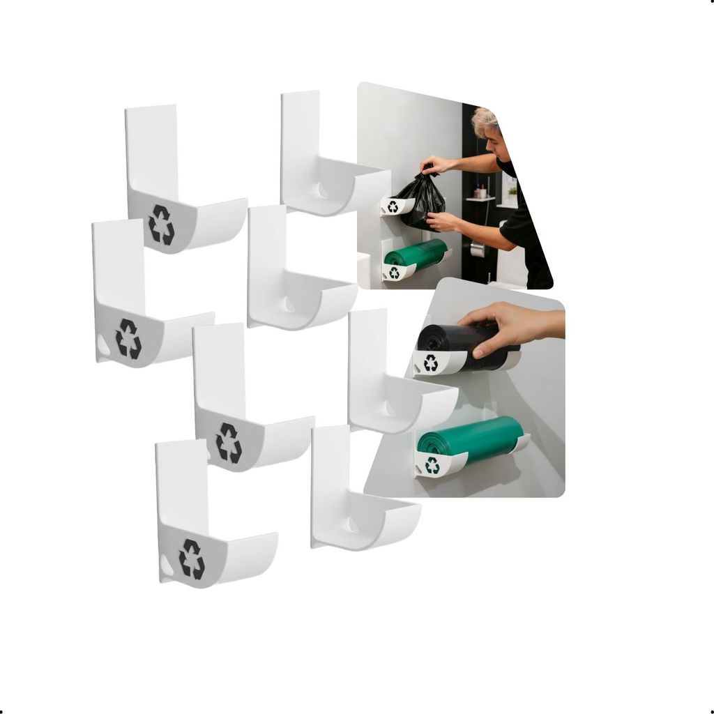 Kit 4 Organizador De Sacos De Lixo Com Suporte Adesivo Para Parede Acessório Prático Para Cozinha e Área De Serviço