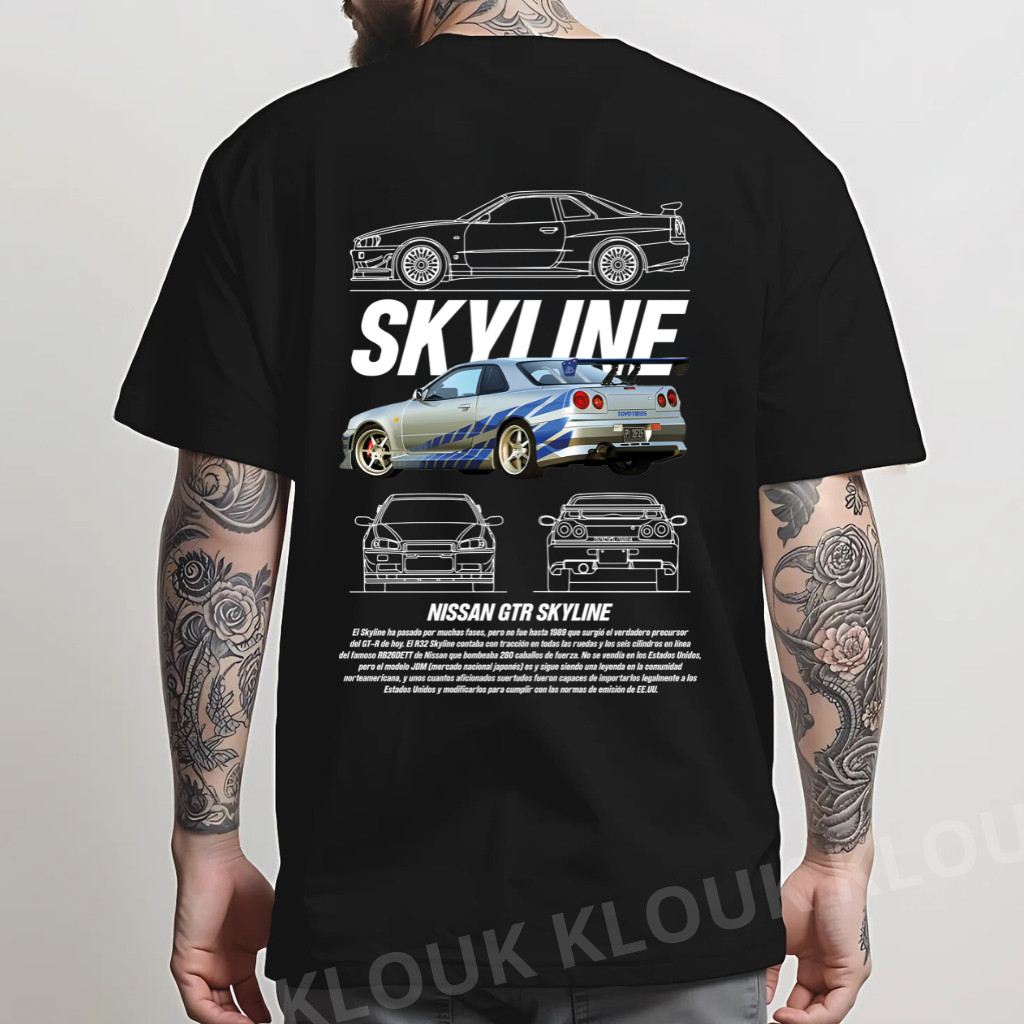 Camiseta StreetWear Nissan  Skyline GTR R-34 Video Game Gtr Carros Detalhes unissex