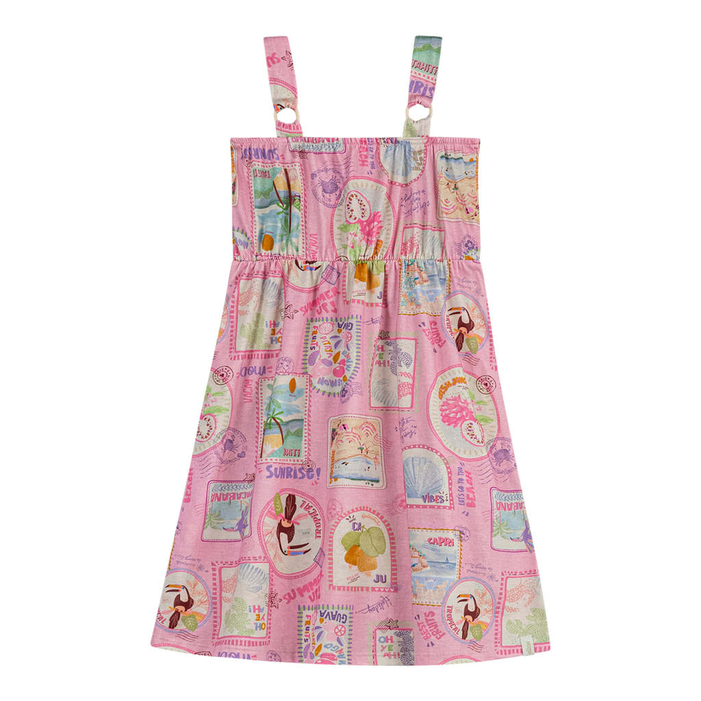 Vestido Infantil Menina Stamp Elian Rosa