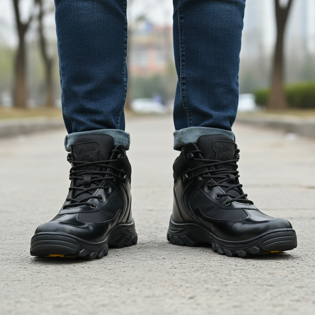 Bota Militar Masculina Tática Motociclista Segurança PM Coturno Kyllper Conforto Extremo Verniz Brilhante