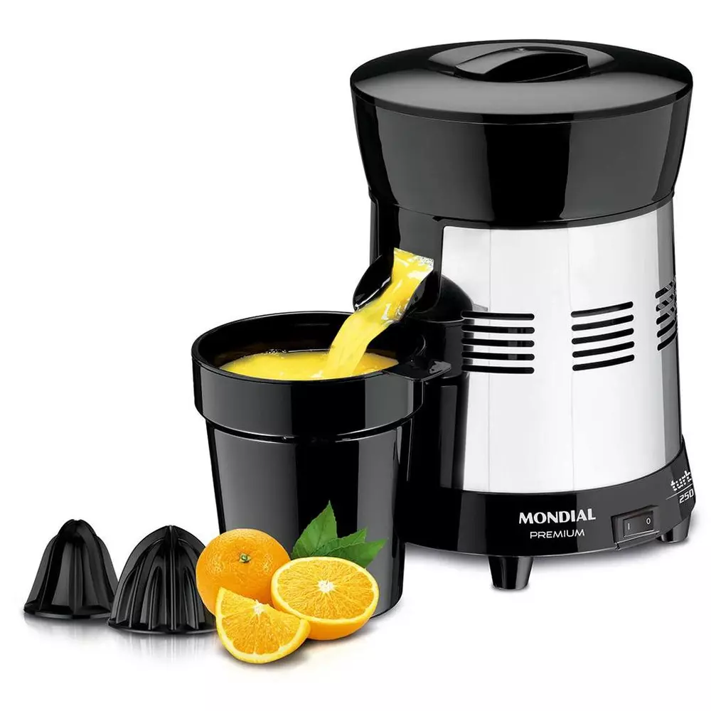 Extrator de Sucos Turbo Premium Mondial Preto e Inox 250W E-10