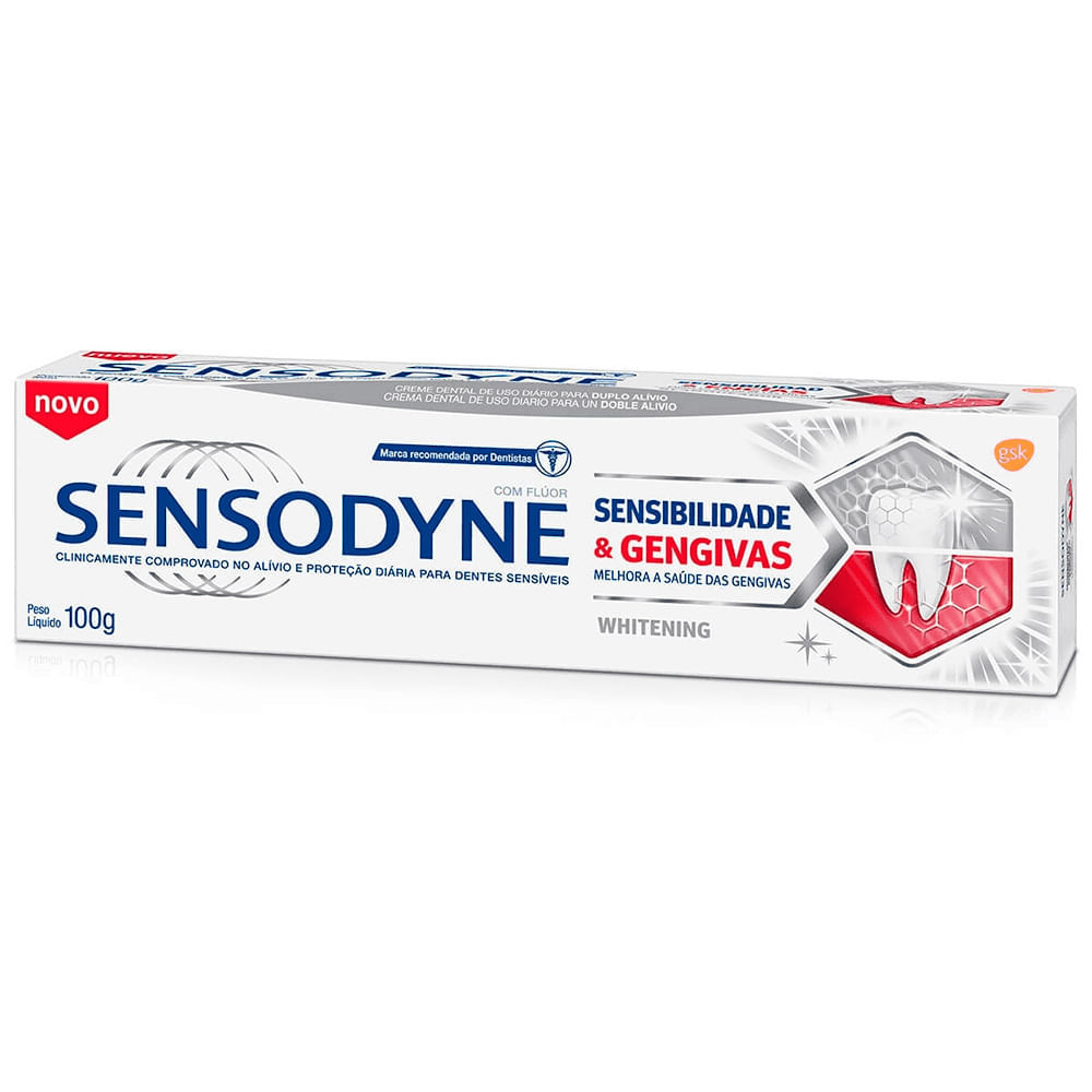 Creme Dental Sensodyne Sensibilidade e Gengivas Whitening 100g em Oferta na Shopee