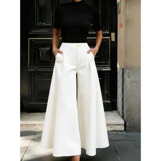 Calça Casual De Perna Larga Com Bolsos E Botões Na Frente, Maiô De Cintura Alta  Conjuntos De Férias De Verão P M G em Oferta na Shopee