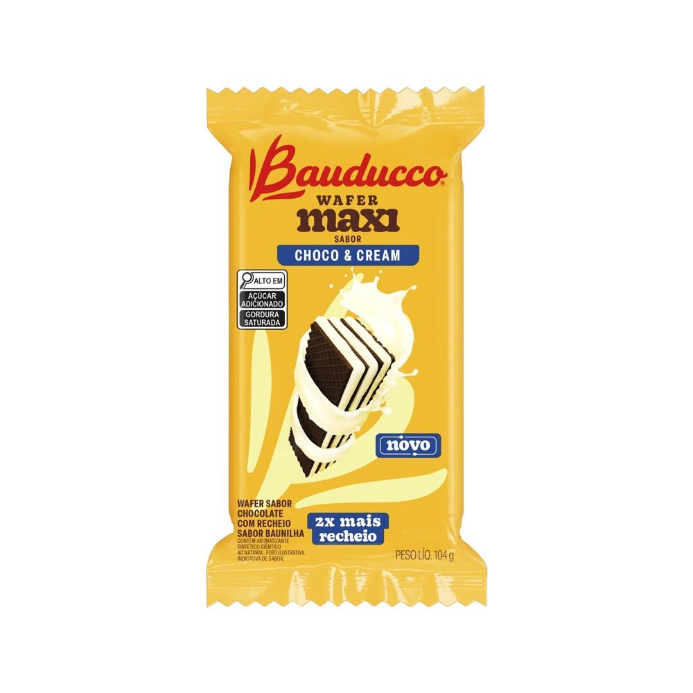 Biscoito Bauducco Wafer Maxi Choco & Cream 2x Mais Recheio 104g em Oferta na Shopee
