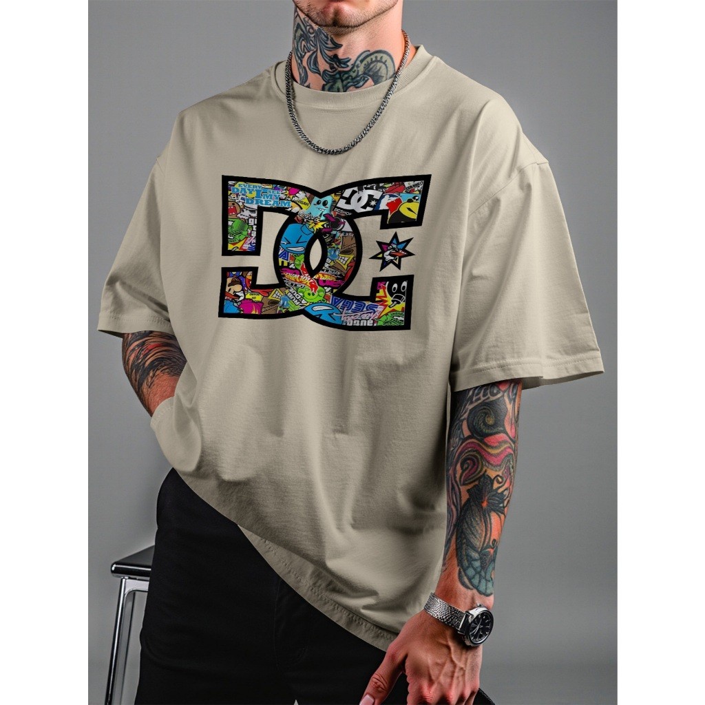 Camiseta Camisa Oversized Algodão fio 30.1 penteado DC Street Collage Streetwear Unissex ref4227 Dtff confortavel, casua