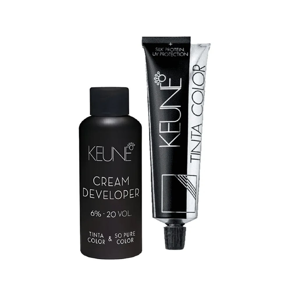 Kit Keune Tinta Color 7 Louro Médio + Creme Oxidante 6% Keune Tinta Developer 20 Vol - 60ml em Oferta na Shopee
