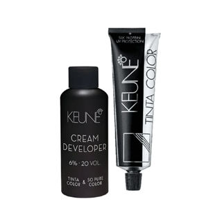 Kit Keune Tinta Color 7 Louro Médio + Creme Oxidante 6% Keune Tinta Developer 20 Vol - 60ml em Oferta na Shopee