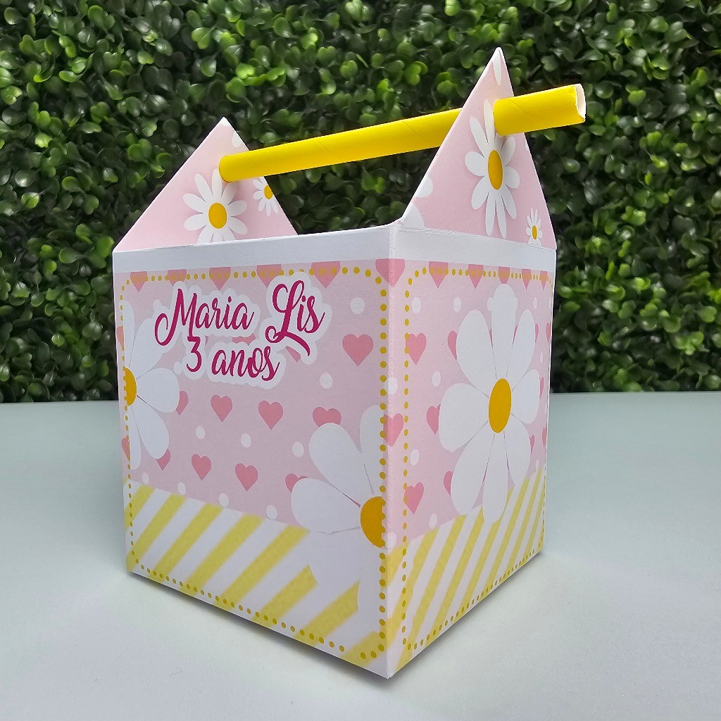 Caixa Canudo MARGARIDAS - Personalizados - Festa infantil - Aniversário - Lembrancinha