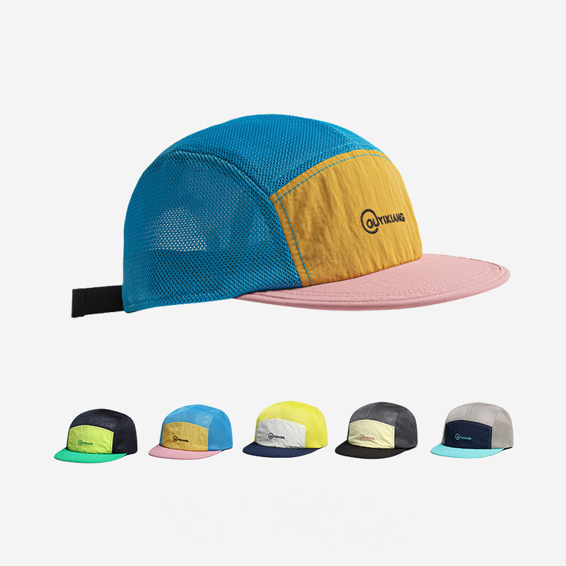 Boné Masculino Five Panel Bordado com Malha para Casal Estilo Moda Ideal para Camping Pesca Viagem Bicicleta Chapéu